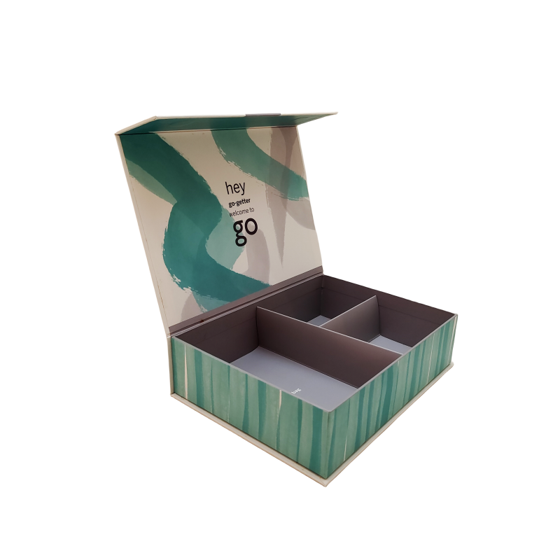 Customized 150g Copper Paper Luxury Magnetic Rigid Paper Box with Division